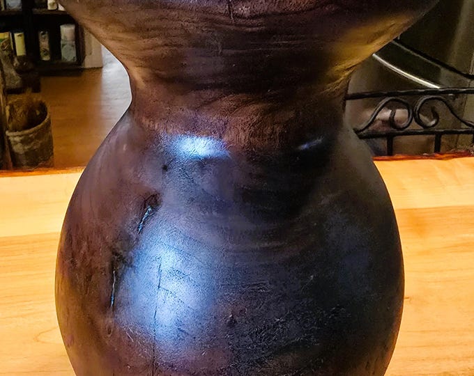 Featured listing image: Black Walnut Vase with Green Mica