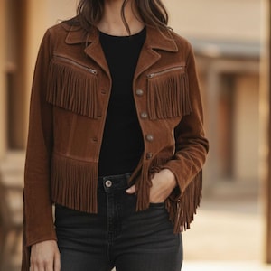 Vintage Western Suede Fringe Jacket - Authentic Cowgirl Style