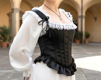 Renaissance Corset Top Lace Up Bodice, Medieval Cottagecore Corset Top, Fairycore Festival Bodice, Plus Size Corset