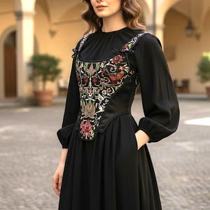 Renaissance korsettop met veters, bloemen middeleeuws cottagecore-korsettopje, Fairycore-festivallijfje, grote maten korset Black