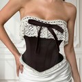 Renaissance Corset top, Steampunk Victorian Brown with Lace-Up Back, Cottagecore Bustier