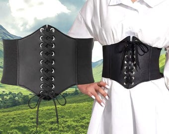 Ceinture Corset En Denim Bleu Avec Lacets - Style Western Steampunk, Taille Unique, Neuve Avec étiquettes