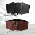 Plus Size Corset Belt – Lace Up Faux Leather Waist Belt, Black or Brown, Renaissance Medieval Ren Faire