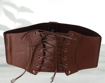 Plus Size Konstläder Korsettbälte – Midjebälte med snörning Svart eller Brun Renässans Medeltida Ren Faire