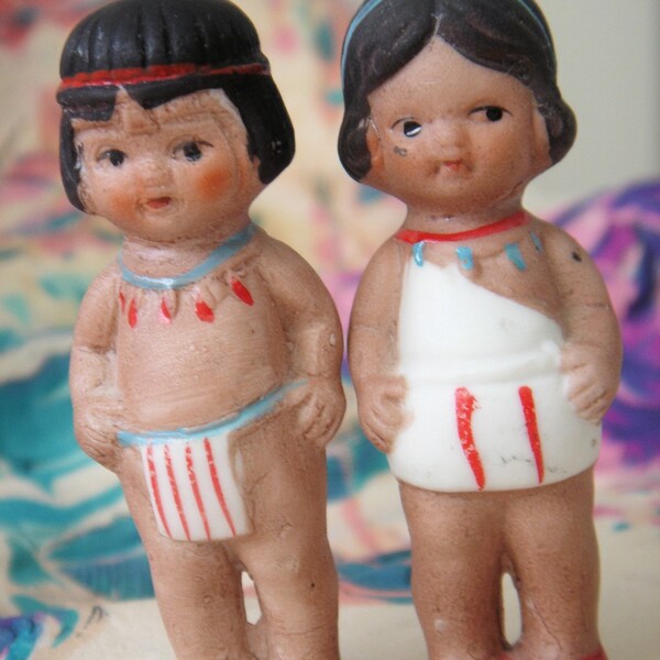 Vintage Bisque Indian Dolls