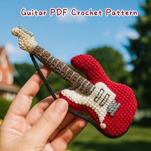 Electric Guitar Crochet Pattern PDF, Amigurumi Guitar Keychain Tutorial, Mini Plush Music Gift DIY, Instant Download for Beginners