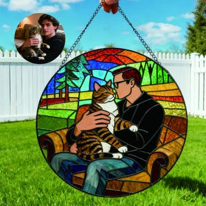 Custom Stained Glass Family Portrait, Personalized Suncatcher, Handcrafted Gift for Parents image 11