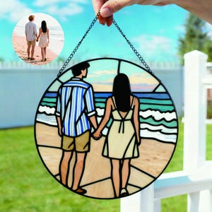 Custom Stained Glass Family Portrait, Personalized Suncatcher, Handcrafted Gift for Parents image 7