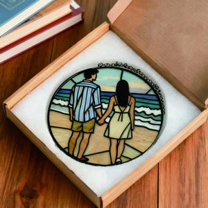 Custom Stained Glass Family Portrait, Personalized Suncatcher, Handcrafted Gift for Parents image 6
