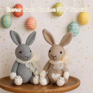2 in 1 Easter Bunny Crochet Pattern PDF, Amigurumi Bunny Tutorial, DIY Easter Decoration, Beginner Friendly Crochet Toy Pattern