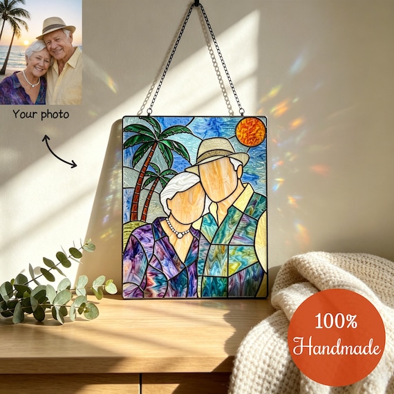 Handmade Stained Glass Window Panel, Custom Photo Art, Unique Home Decor Gift