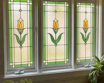 Tiffany Style Stained Glass Window, Custom Glass Door Panel, Handmade Architectural Glass Artwork, Front Door Window Decor