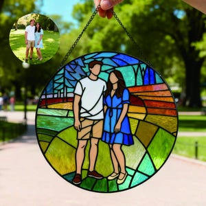 Custom Stained Glass Family Portrait, Personalized Suncatcher, Handcrafted Gift for Parents image 8