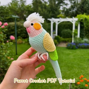Parrot Crochet Pattern PDF Tutorial, Amigurumi Bird Toy, Cockatiel Budgie DIY Plushie, Cute Handmade Gift for Bird Lovers