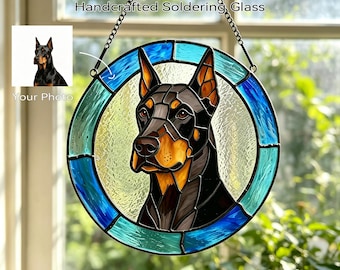 Personalized Pet Stained Glass Panel, Custom Dog Photo Suncatcher, Handmade Glass Art Hanging Decor for Pet Lovers
