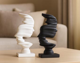 抽象的な顔の彫刻 - ミニマリスト樹脂像 - リビングルームのユニークなアートアクセント - ホームデコレーション - アールデコ - 装飾 - ファームハウスデコレーション
