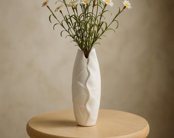 モダンな白いセラミック花瓶 – 花瓶 – リビングルームの装飾用フラワーホルダー、ホームギフト – アールデコ – ホームデコレーション – パーソナライズされた花瓶