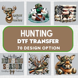Hunting DTF Transfer Ready to Press - Deer, Duck & Hunter Designs - 70+ Options for Hunting Season Apparel - Outdoors Heat Transfers Iron On