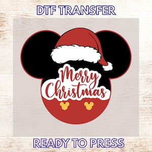 Santa Mickey DTF Transfer, Merry Christmas Ready to Press Iron On, Disney Christmas Shirt Sublimation, Custom DTF Transfers for Holidays