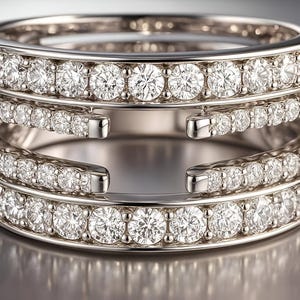 2.00 Ct Round-Cut Diamond Ring Guard Wrap Enhancer – 14K White Gold-Plated 925 Sterling Silver