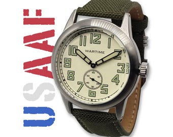 IMPACTO COLECCIONABLES: Vintage Bomber Pilot, Swiss-Quartz, Canvas Strap, Perfect WW2 Memorabilia - WW2 Military Watch