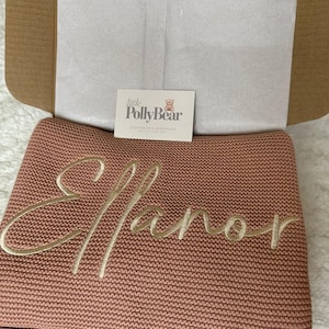 Personalised Baby Blanket – 100% Cotton Knit with Thick Band Edge | Embroidered Name Gift UK