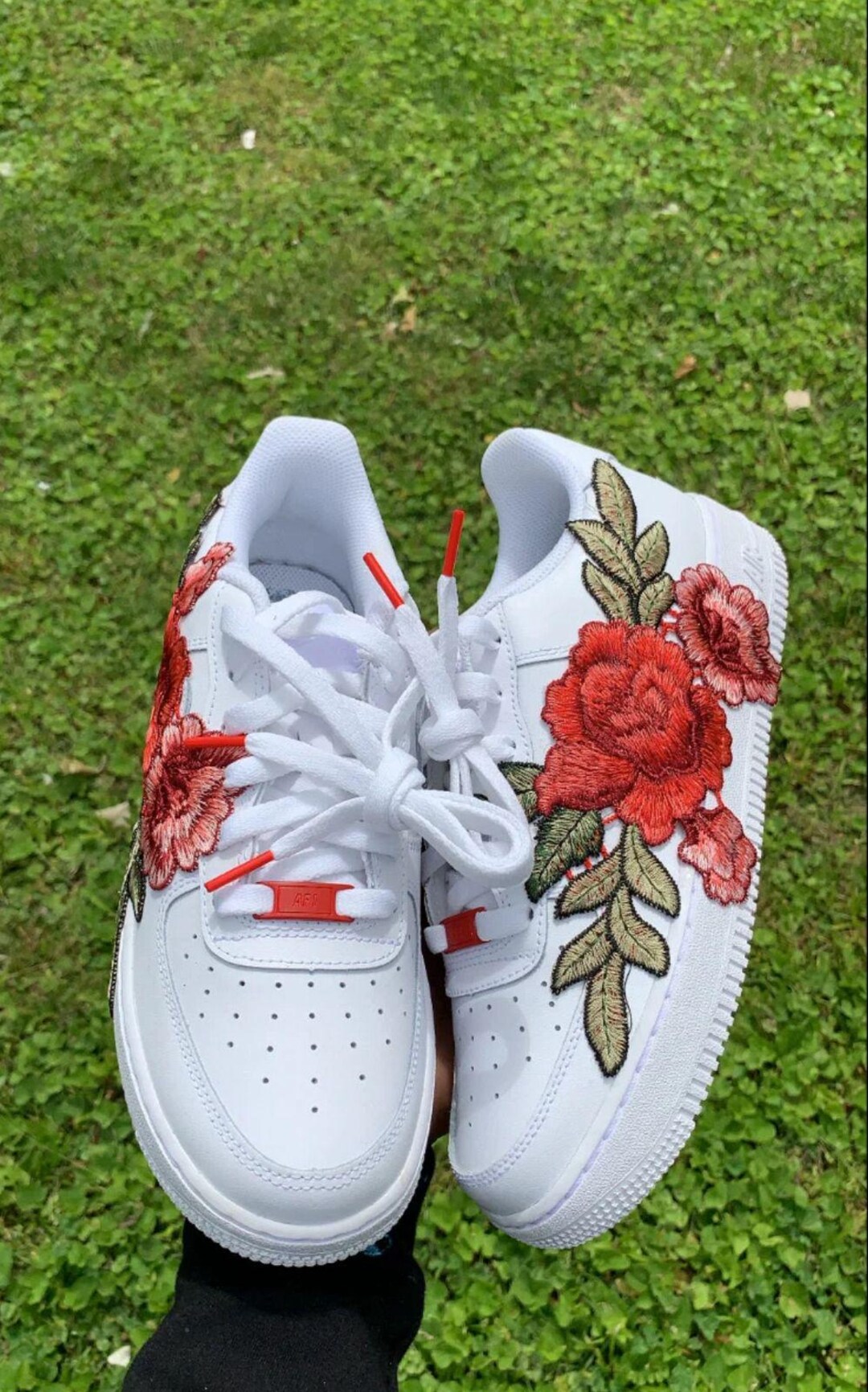 Nike Air Force Custom Fire Red Rose Sneaker - Main Image
