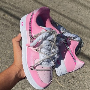 nike Air Force 1 Custom pastel pink diamond swoosh Sneakers