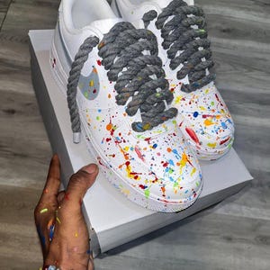 Nike Air Force 1 Custom Raimbow Splash Grey Sneakers