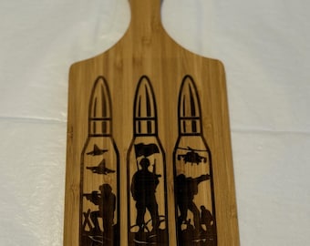 Cutting board, wood chopping engraving serving board with handle