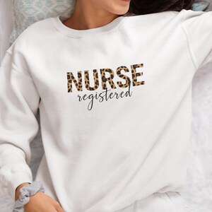 Registered Nurse Crewneck Sweatshirt, Perfect Gift for Nurses, Leopard print, Comfortable Unisex Sweatshirt for Everyday Wear