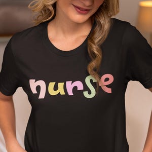 Pastel Nurse Shirt Aesthetic Minimalist Tee for Nurses Cute Soft Color Nurse Gift RN, LPN, Medical Staff T-Shirt