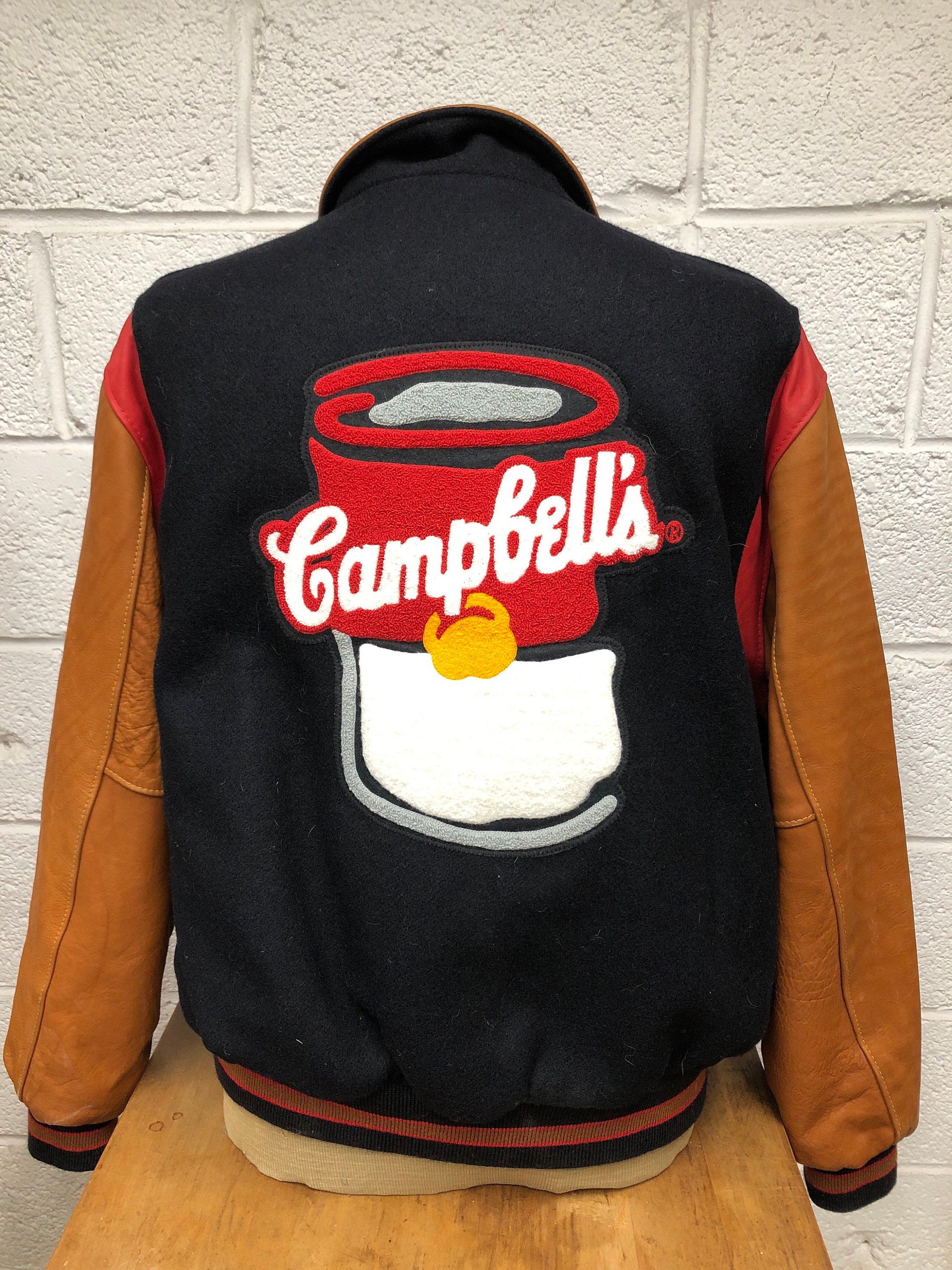 Campbells Soup leather and wool varsity-style jacket 1990s | Etsy