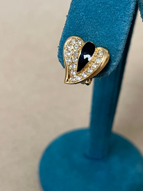 Christian Dior Signed Stylized Heart Black Enamel… - image 4