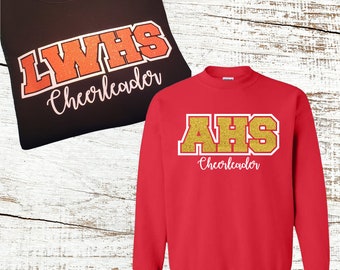 Cheer Team Sweatshirt / Custom Team Crew Neck / Collegiate Sweatshirt / Custom Team Apparel / Choose Your Colors / Cheer Camp Apparel / Poms