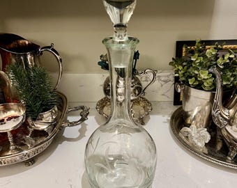 Vintage Princess House  Etched Glass Wine Decanter