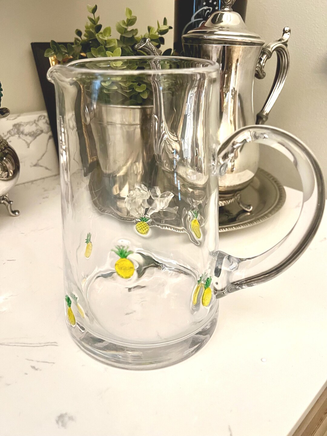 Wellcome Pitcher Vintage Artland Pineapple Welcome Glass Pitcher | Hand-blown ...