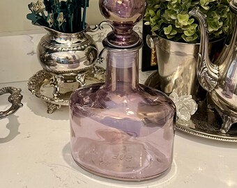 Vintage SVE Iridescent Glass Decanter, Mid-Century Bohemian Barware