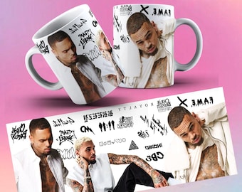 Taza personalizada de Chris Brown - Regalo para fans de Chris Brown - Merchandising de Chris Brown - Taza con álbumes de Chris Brown - Chris Brown 20 años - Chris Brown personalizado