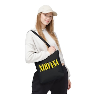 Nirvana Tote Bag, Vintage Grunge Bag, Music Lover&#39;s Accessories, Festival Tote, Eco-Friendly Shopping Bag