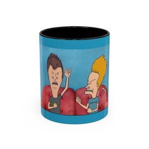 Beavis and Butt-Head Accent Coffee Mug, Funny Gift for Coffee Lovers, Retro Ceramic Mug, Unique Kitchen Decor, Cartoon Collectible