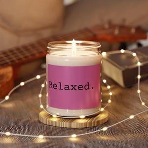 Relaxed Scented Soy Candle - 9oz | Stress Relief Home Decor, Gift for Self-Care, Birthday, Relaxation, Cozy Vibes, Aromatherapy