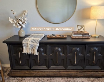 SOLD !! Sideboard / Buffet / Entryway Table / Caviar and Stained Oak Base SOLD!!