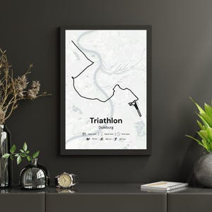 Poster personalizzato per triathlon | Gara Duisburg | Maratona | Traguardo | Ricordo