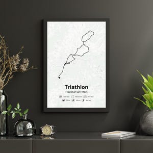 Poster personalizzato per triathlon | Gara di Francoforte | Maratona | Traguardo | Ricordo