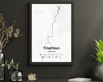 Personalized Triathlon Poster |  Race California Sacremento | Marathon | Achievement | Keepsake