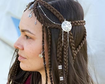Clip-in flätad gloria: Tiara flätad hårförlängning för festivaler i brunt