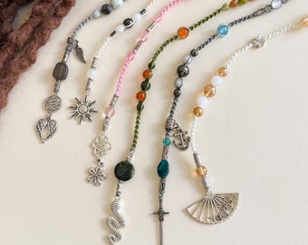 Joyería Boho Loc: Envoltura de macramé hecha a mano para rastas, dije tribal largo para rastas