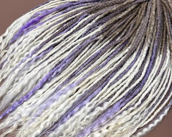 Soft Synthetic Braid-in Dreads with Goat Wool Ends in Ash Blonde and White, Single or Double-ended
