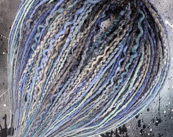 Synthetic Braid-in Dreads: Mixed Blue Single or Double-ended Dreadlocks, Custom Crochet Faux Locs for Women